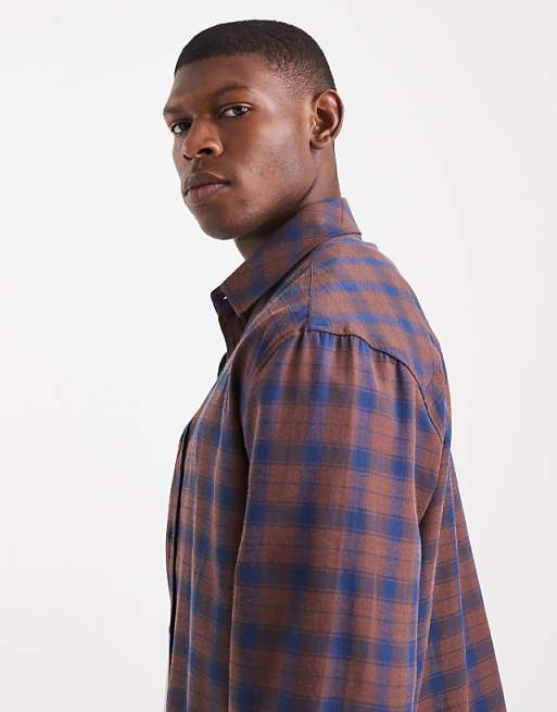 ASOS DESIGN Overshirt With Pockets In Brown Check