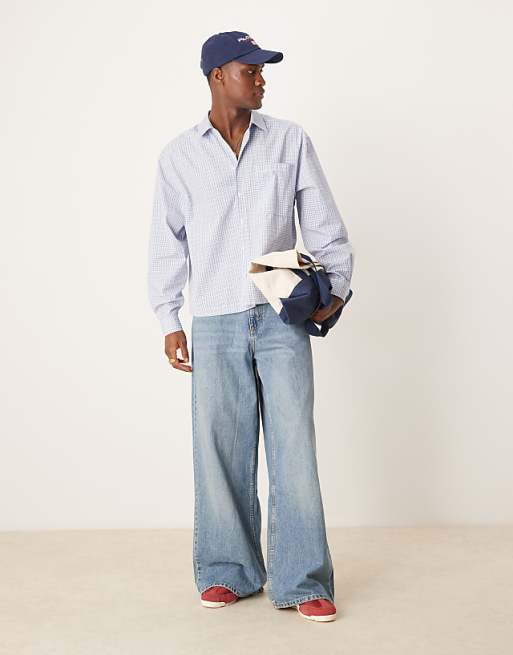 ASOS DESIGN Oversize Boxy Shirt In Blue Check