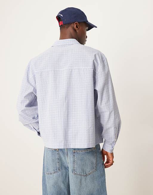 ASOS DESIGN Oversize Boxy Shirt In Blue Check