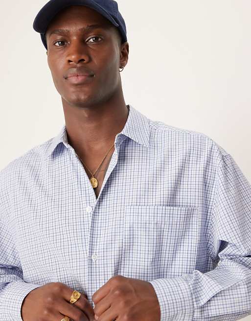 ASOS DESIGN Oversize Boxy Shirt In Blue Check