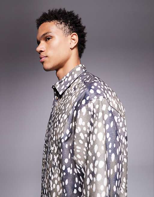 ASOS DESIGN Oversized Animal Print Shirt In Brown