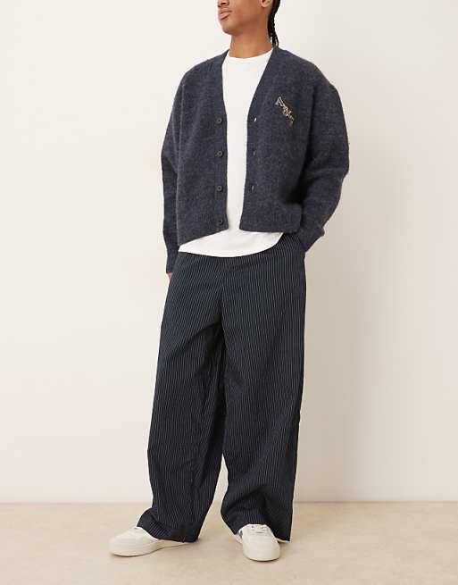 ASOS DESIGN Oversized Baggy Pull On Pinstripe Trousers