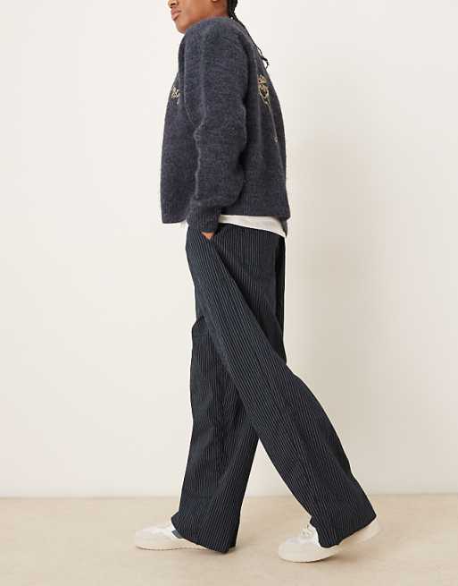 ASOS DESIGN Oversized Baggy Pull On Pinstripe Trousers