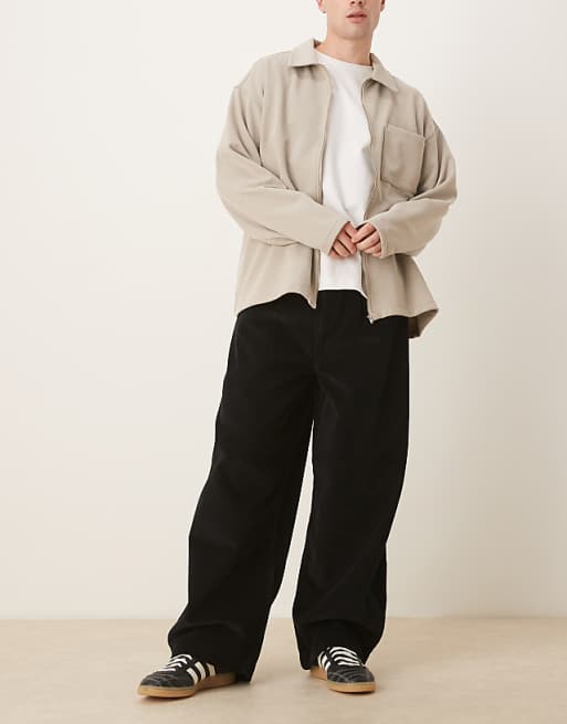 ASOS DESIGN Oversized Baggy Trousers In Black Corduroy