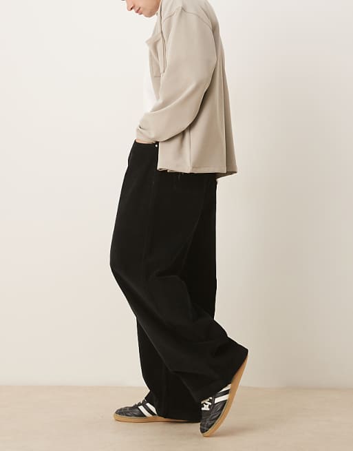 ASOS DESIGN Oversized Baggy Trousers In Black Corduroy