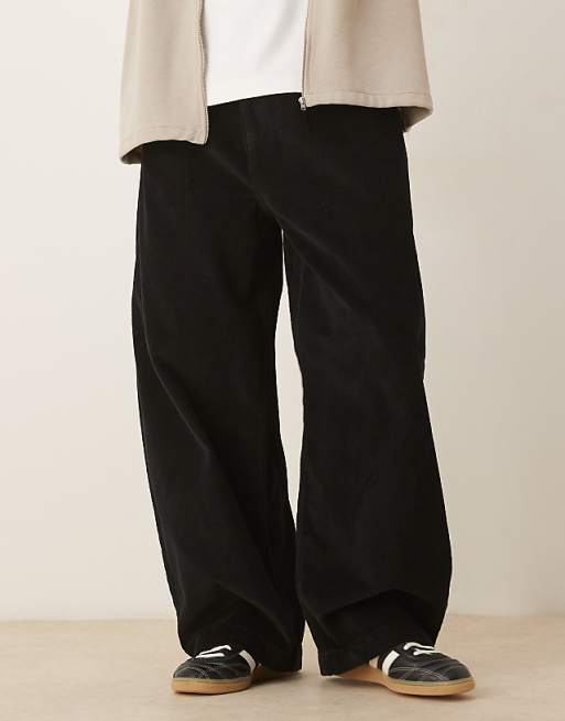 ASOS DESIGN oversized baggy trousers in black corduroy