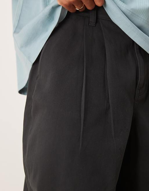 ASOS DESIGN Oversized Baggy Trousers In Black With Pleats