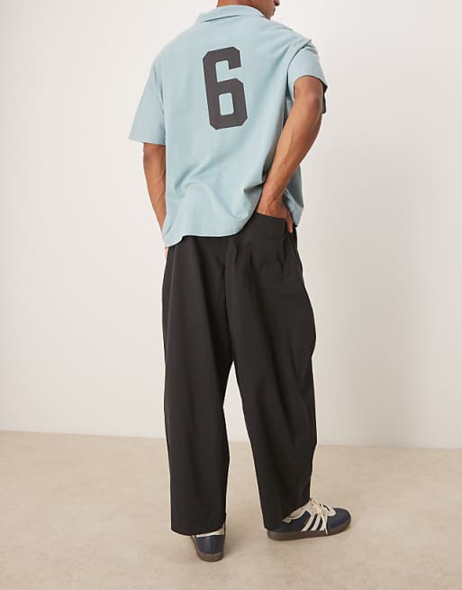 ASOS DESIGN Oversized Baggy Trousers In Black With Pleats