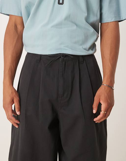 ASOS DESIGN Oversized Baggy Trousers In Black With Pleats