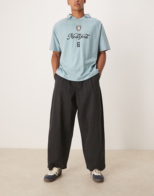 ASOS DESIGN oversized baggy trousers in black with pleats