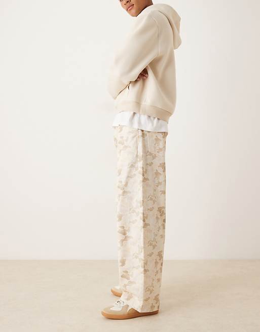 ASOS DESIGN Oversized Baggy Trousers In Camo With Pleats