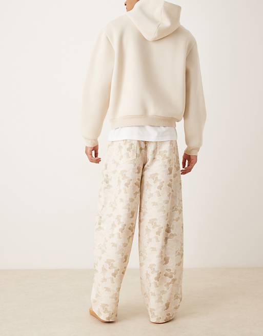 ASOS DESIGN Oversized Baggy Trousers In Camo With Pleats