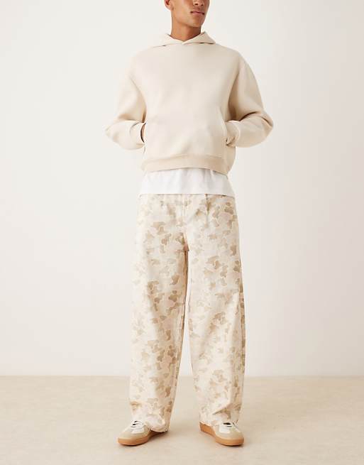 ASOS DESIGN oversized baggy trousers in camo with pleats