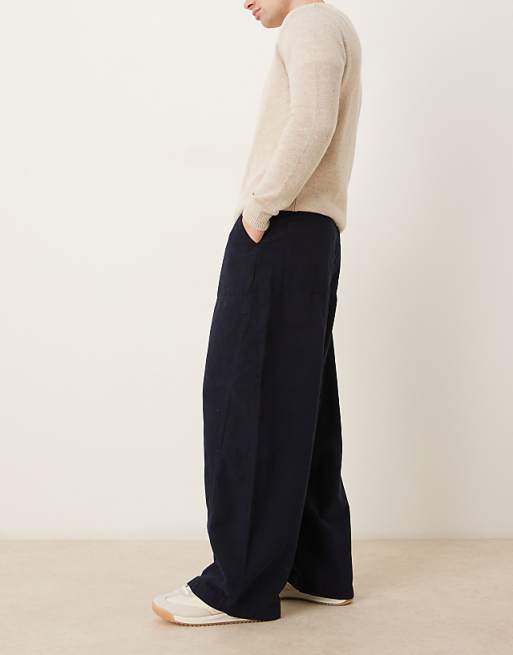 ASOS DESIGN Oversized Baggy Trousers In Navy With Carpenter Details