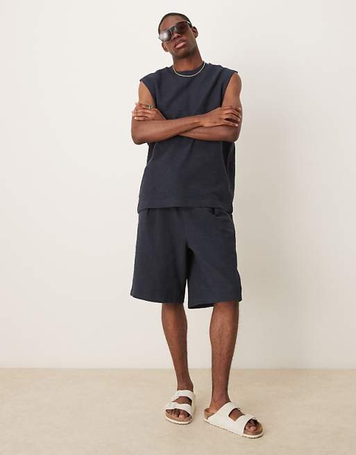 ASOS DESIGN oversized bermuda shorts in navy