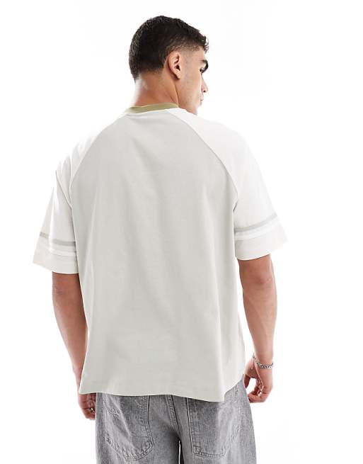 ASOS DESIGN Oversized Boxy Contrast Raglan T-shirt With Tape Detail In Grey