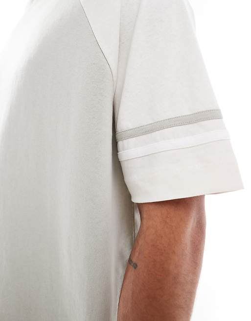 ASOS DESIGN Oversized Boxy Contrast Raglan T-shirt With Tape Detail In Grey