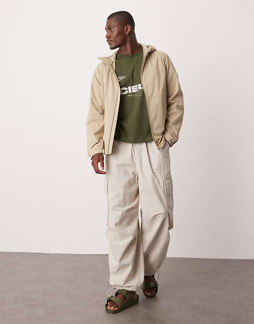 ASOS DESIGN Oversized Boxy Dropped Shoulder T-shirt With Print Detail In Khaki