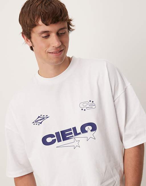 ASOS DESIGN Oversized Boxy Dropped Shoulder T-shirt With Print Detail In White