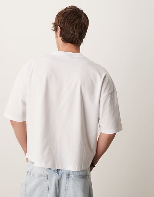 ASOS DESIGN Oversized Boxy Dropped Shoulder T-shirt With Print Detail In White