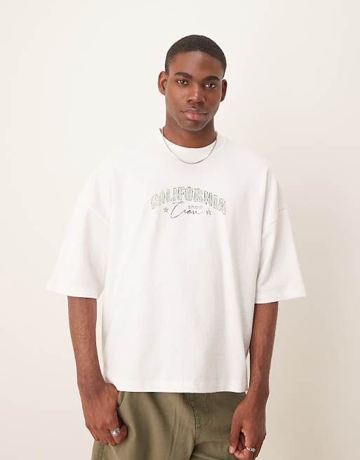 ASOS DESIGN oversized boxy printed t-shirt in white