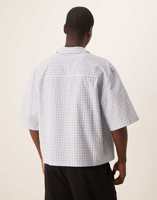 ASOS DESIGN Oversized Boxy Shirt In Blue Check