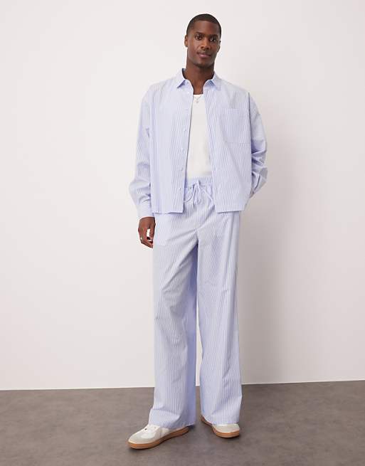 ASOS DESIGN Oversized Boxy Shirt In Blue Stripe Co Ord