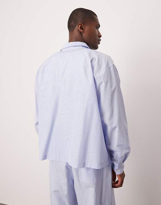 ASOS DESIGN Oversized Boxy Shirt In Blue Stripe Co Ord