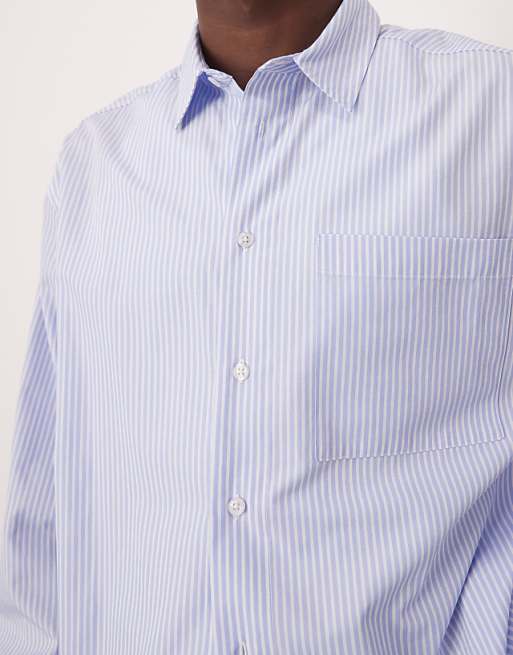 ASOS DESIGN Oversized Boxy Shirt In Blue Stripe Co Ord