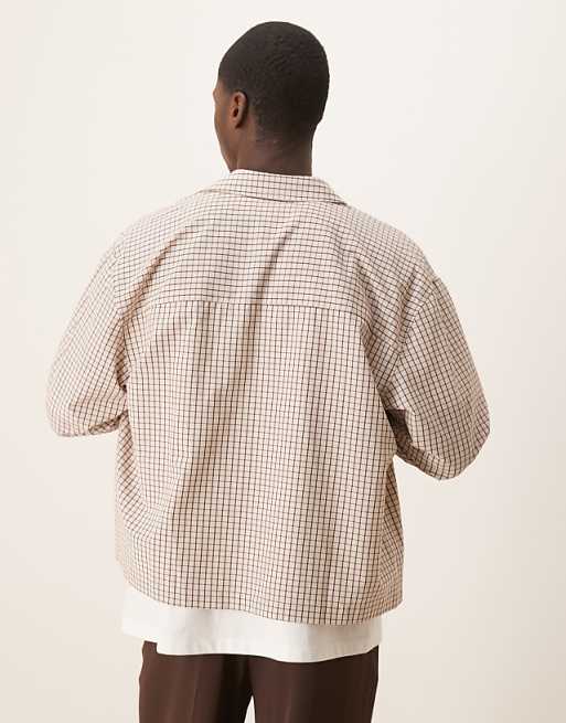 ASOS DESIGN Oversized Boxy Shirt In Brown Check