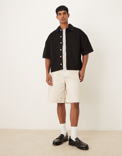 ASOS DESIGN Oversized Boxy Short Sleeve Denim Shirt In Black