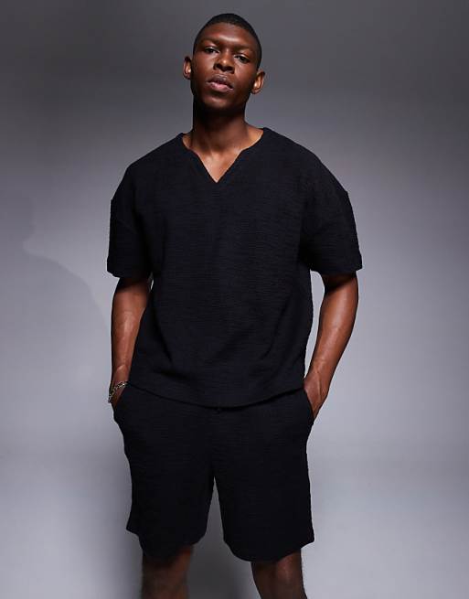 ASOS DESIGN oversized boxy t-shirt co-ord in black texture