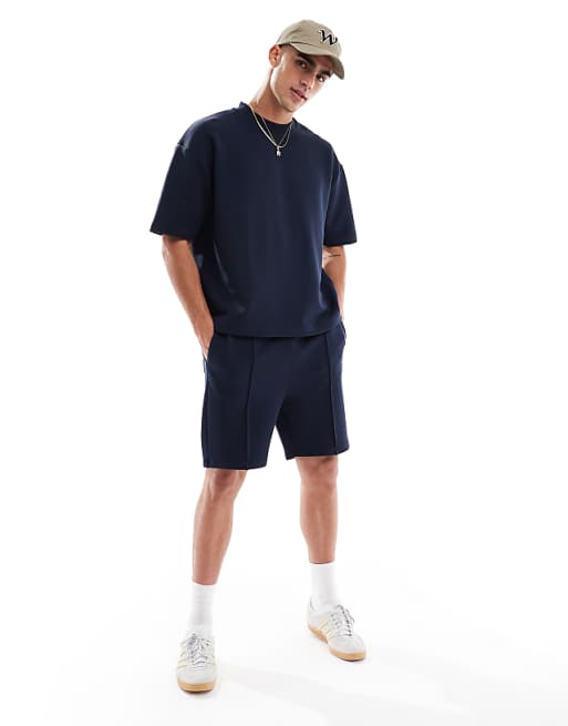 ASOS DESIGN Oversized Boxy T-shirt Coord In Navy Texture