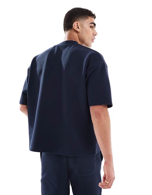 ASOS DESIGN Oversized Boxy T-shirt Coord In Navy Texture