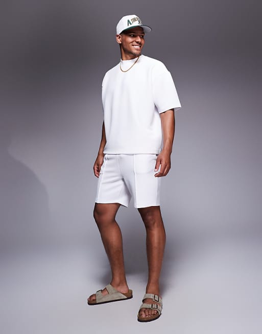 ASOS DESIGN Oversized Boxy T-shirt Coord In White Texture