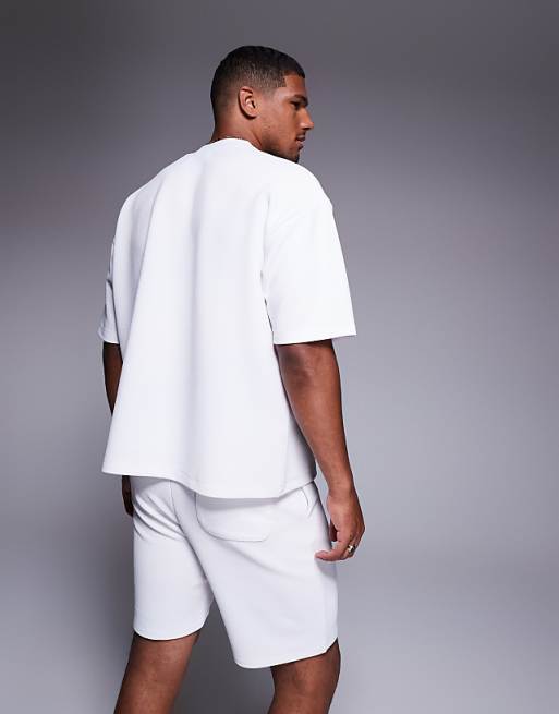 ASOS DESIGN Oversized Boxy T-shirt Coord In White Texture