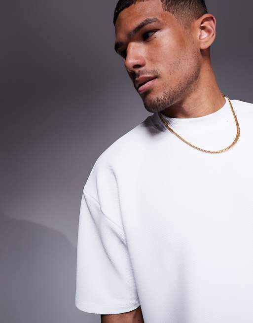 ASOS DESIGN Oversized Boxy T-shirt Coord In White Texture