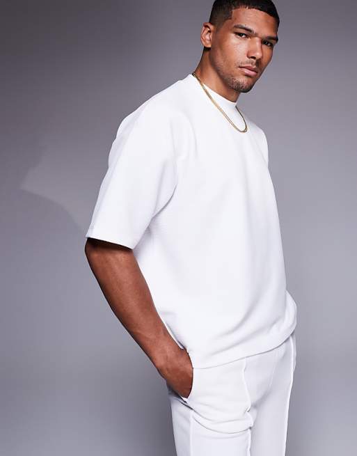 ASOS DESIGN oversized boxy t-shirt coord in white texture