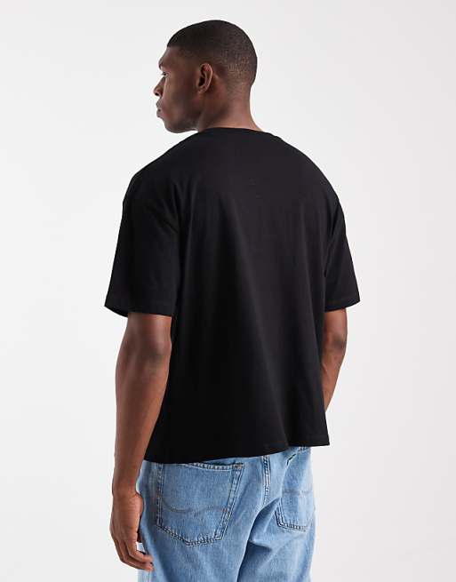 ASOS DESIGN Oversized Boxy T-shirt With Flower Stamp Graphic In Black
