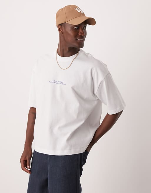 ASOS DESIGN Oversized Boxy T-shirt With Placement Print In White