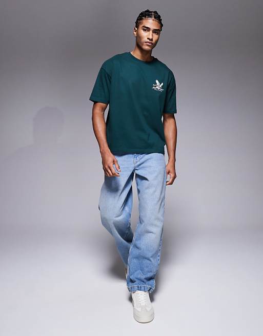 ASOS DESIGN Oversized Boxy T-shirt With Racing Graphic In Dak Green
