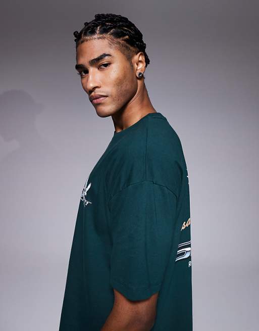 ASOS DESIGN Oversized Boxy T-shirt With Racing Graphic In Dak Green