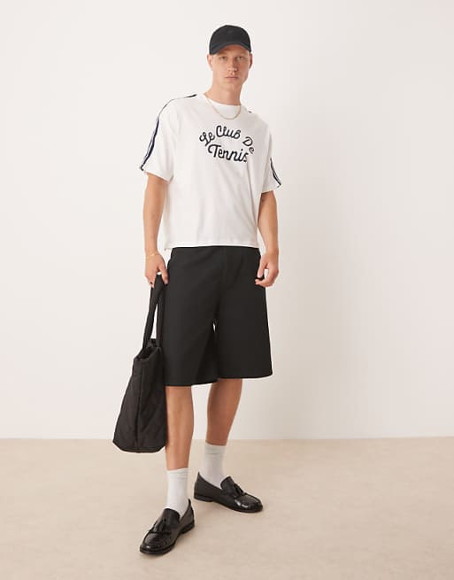 ASOS DESIGN Oversized Boxy T-shirt With Sport Graphic And Tape In White