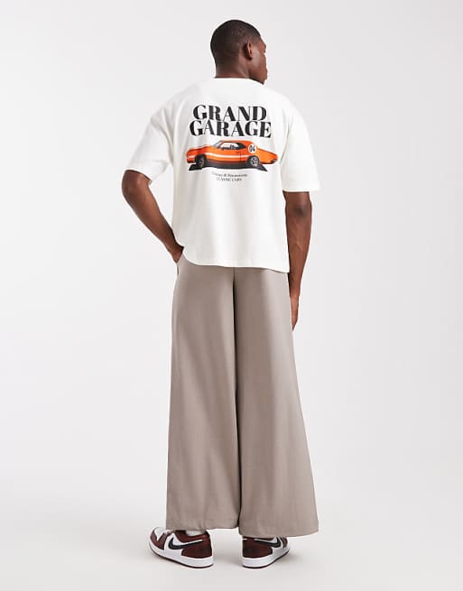 ASOS DESIGN Oversized Boxy T-shirt With Vintage Car Graphic In Off White