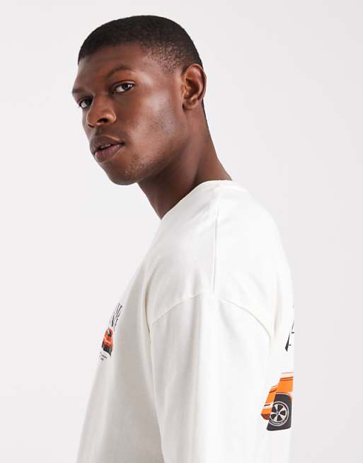ASOS DESIGN Oversized Boxy T-shirt With Vintage Car Graphic In Off White