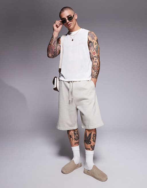 ASOS DESIGN Oversized Boxy Tank In Cream Texture