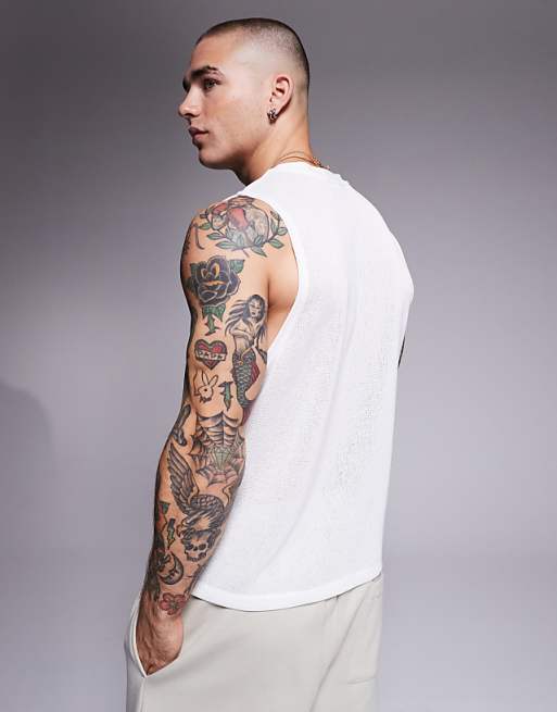 ASOS DESIGN Oversized Boxy Tank In Cream Texture