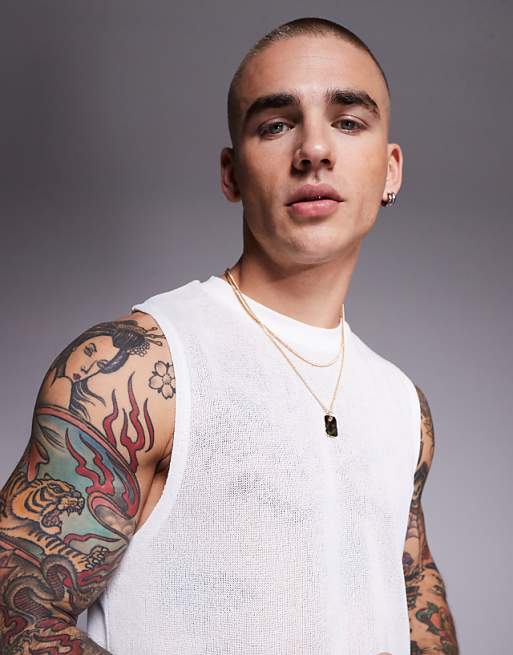 ASOS DESIGN Oversized Boxy Tank In Cream Texture