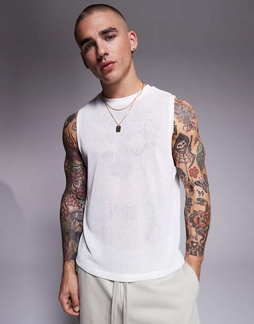 ASOS DESIGN oversized boxy tank in cream texture