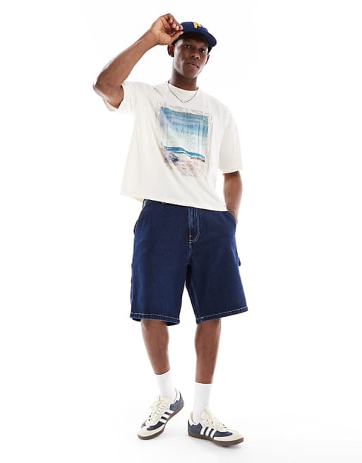 ASOS DESIGN Oversized Boxy Washed T-shirt With Summer Graphic In Off White